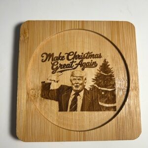 Engraved Bamboo Coaster - Make Christmas Great Again